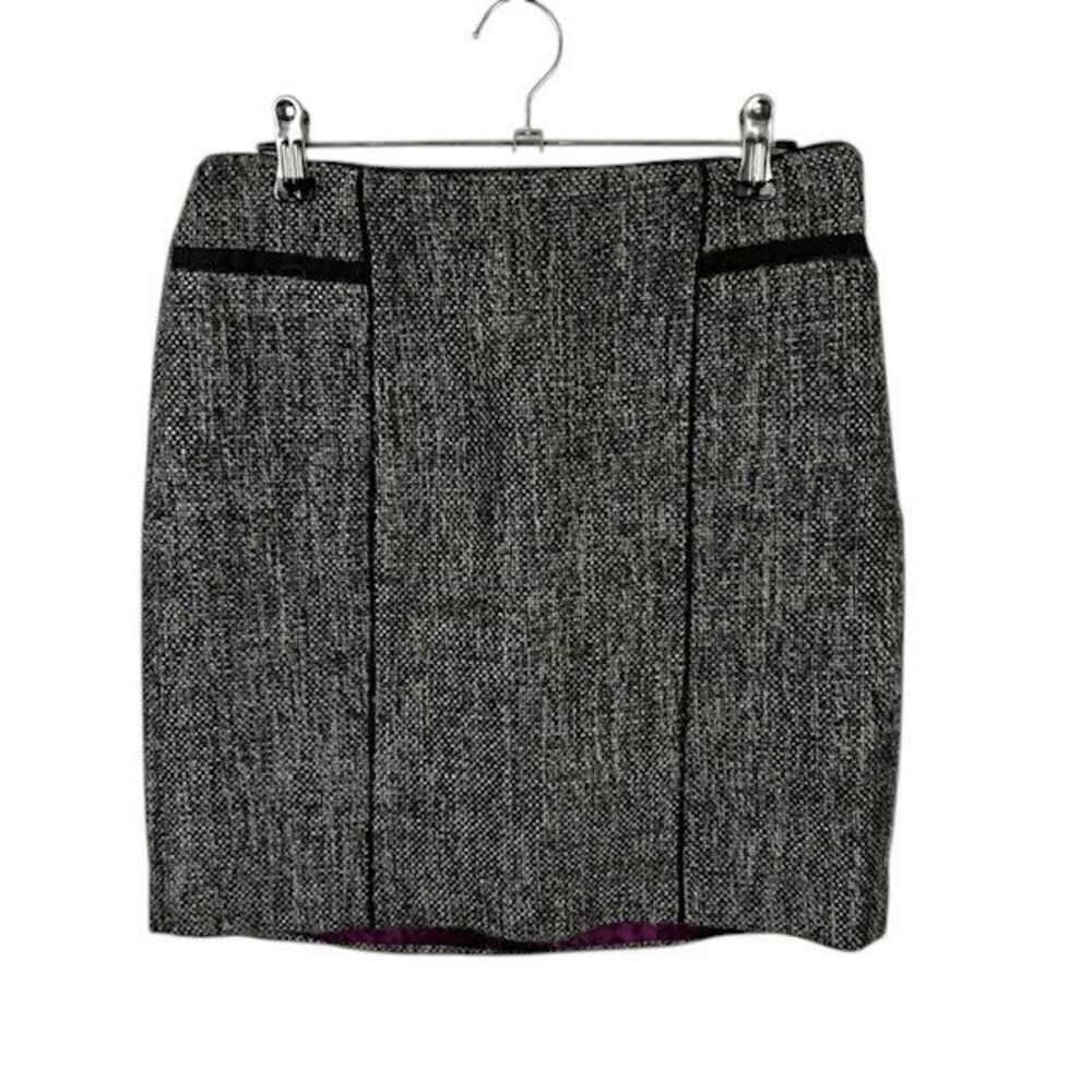 White House Black Market Wool Blend Tweed Pencil Skirt Black White‎ Size 00